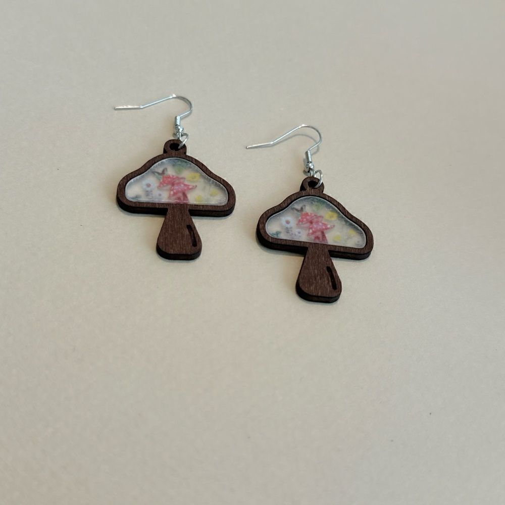 Mushroom earrings M860 - Picture 3 of 4